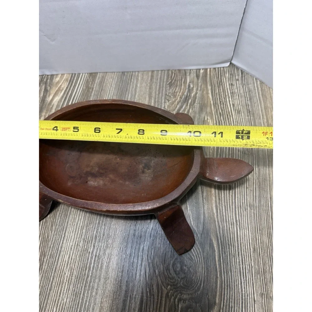 Vintage Wooden Turtle Hand Carved Wood‎ Trinket/Coin Box